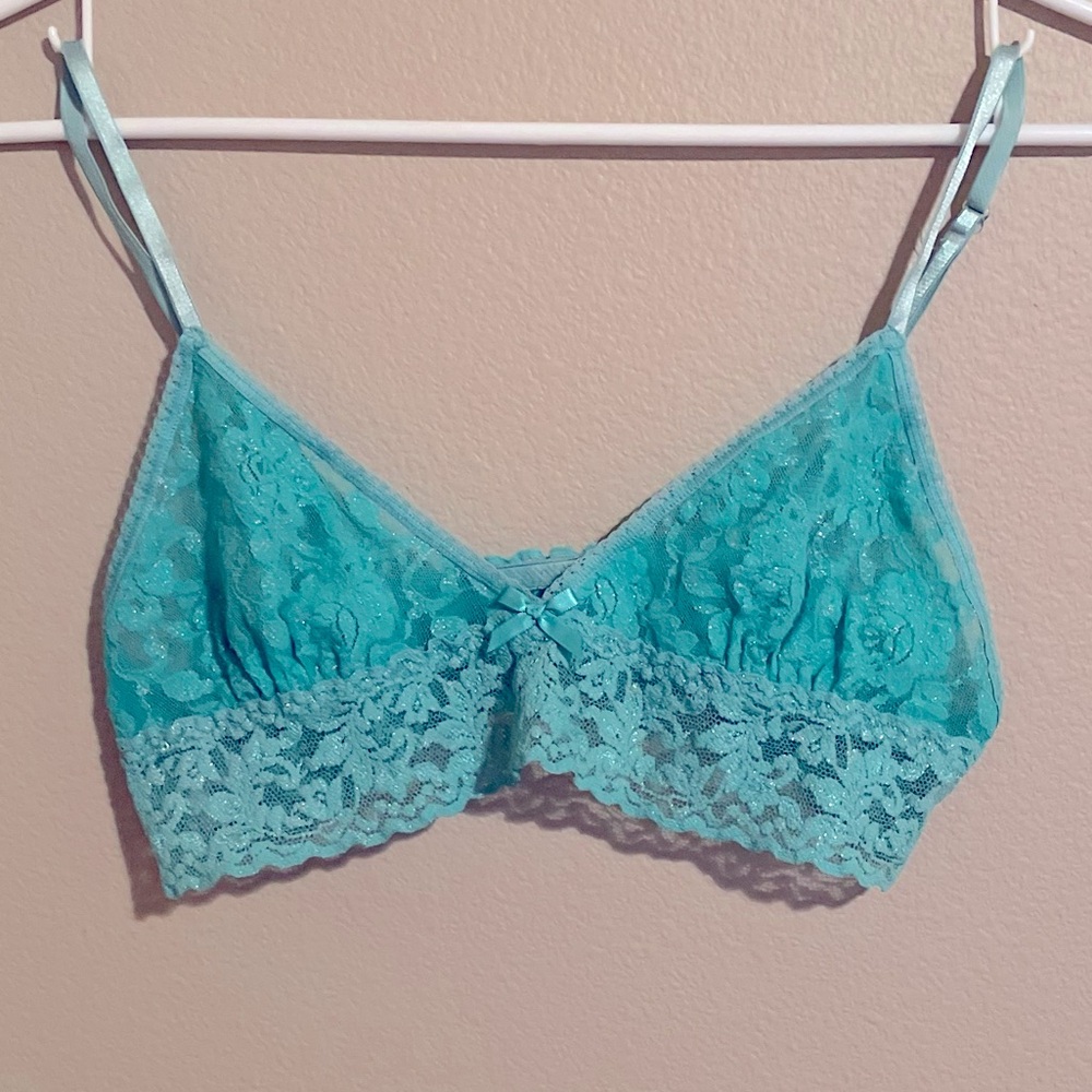 Teal/Turquoise with Silver Shimmer Hanky Panky Bralette - S/M